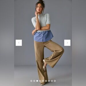 Anthropologie Maeve Melinda Cable Short-Sleeve Twofer Sweater Size Medium